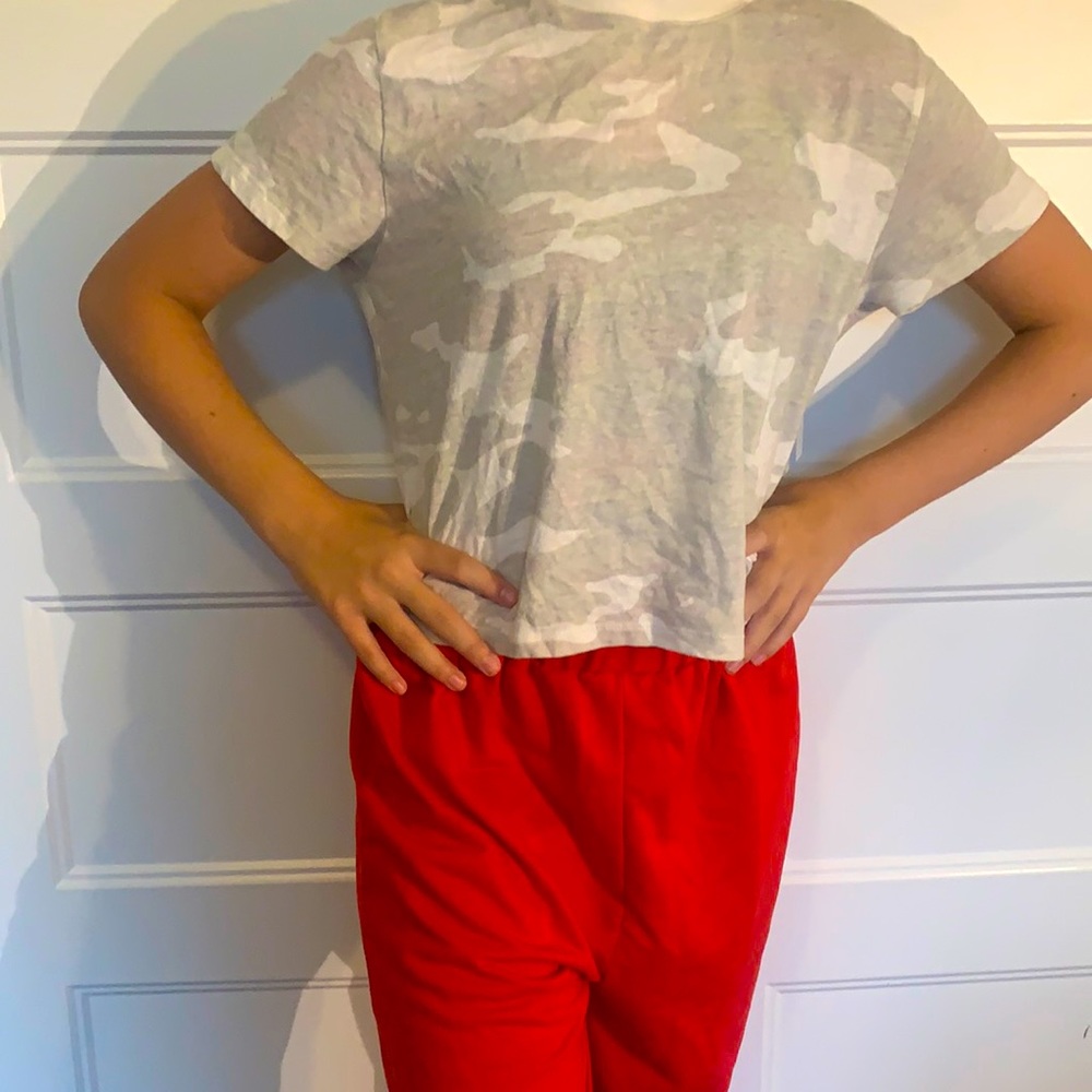 Red sweatpants
